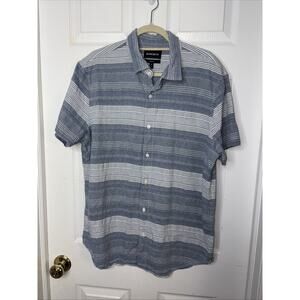 Bonobos Blue White Stripe Short Sleeve Shirt Standard XL Short 0902-V
